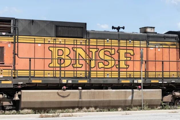 BNSF Railway locomotive. BNSF is a railroad subsidiary of Berkshire Hathaway with 32,500 miles of train track.
